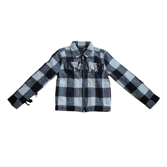 LUCKY BRAND Wool Blend Fringe Buffalo Check Jacket - Picture 3 of 14